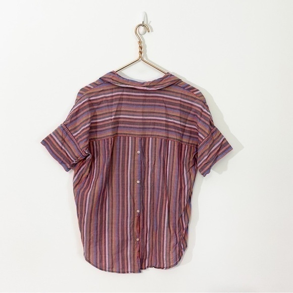 Madewell XS Courier Button Down Shirt Rainbow Stripe Back Buttons Oversized‎ - Picture 6 of 11